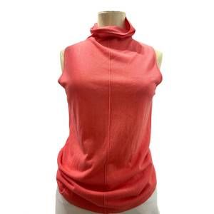 NEW KINROSS sleeveless seamed funnel sweater in flamingo